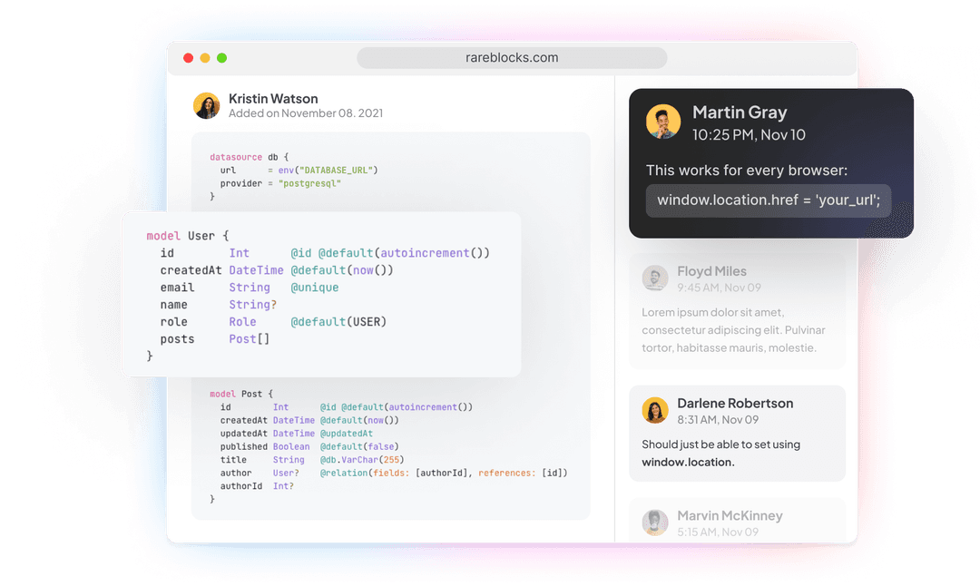 Platform interface mockup